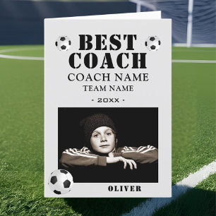 Soccer Football Sports Photo Coach  Letterpress Thank You Card