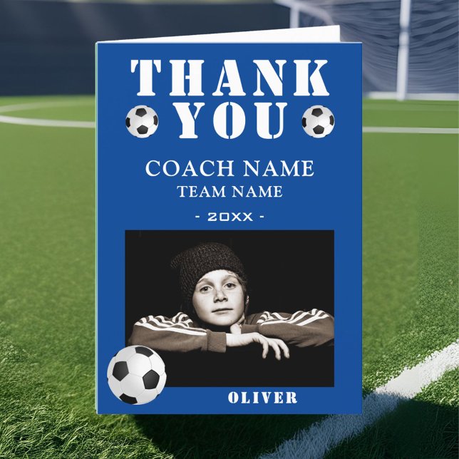 Soccer Football Sports Photo Coach  Thank You Card (Creator Uploaded)
