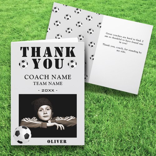 Soccer Football Sports Photo Coach  Thank You Card