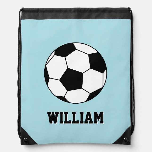 Soccer Football Sports Player Custom Name Drawstring Bag (Front)