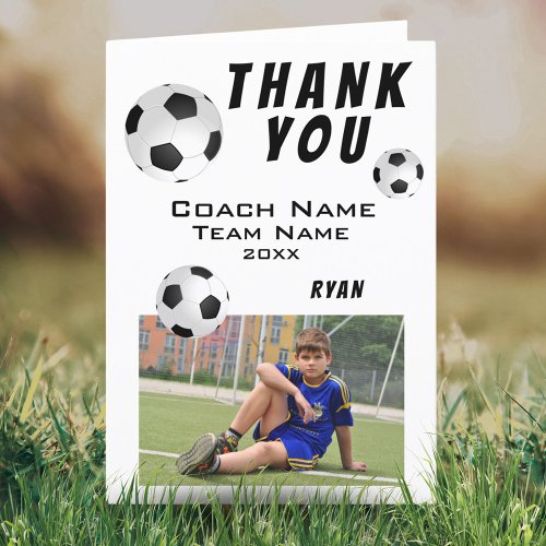 Soccer Football Sports Thank you Coach Card