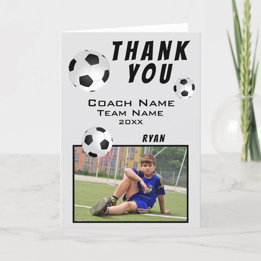 Soccer / Football Sports Thank you Coach Card | Zazzle