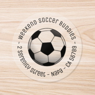 Soccer Football Team on Green Custom Round Text Classic Round Sticker