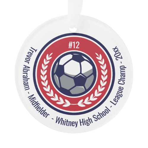 Soccer Football Team Red White Blue Modern Ornament