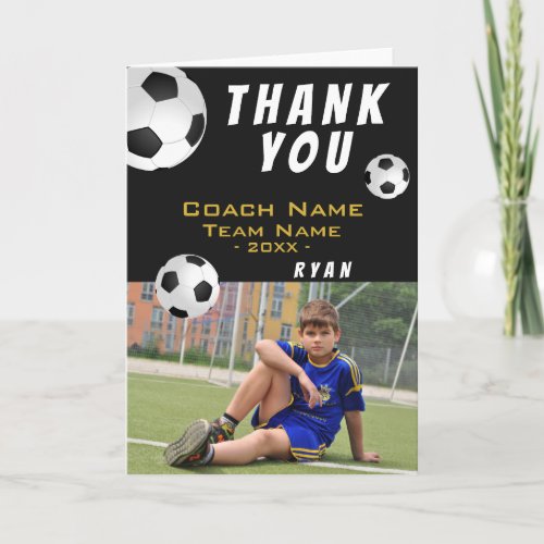 Soccer Football Thank you Coach Photo Card