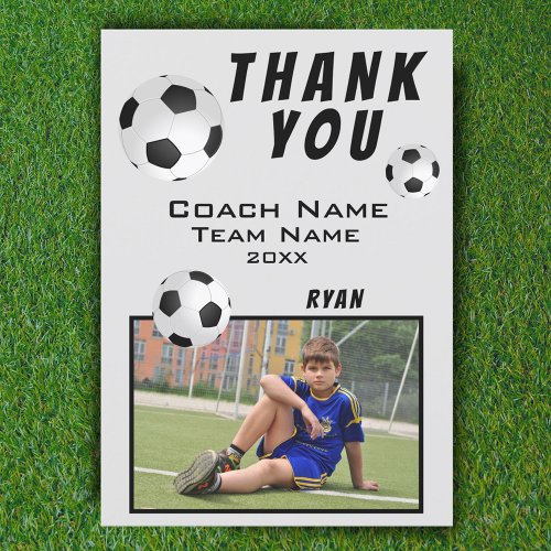 Soccer  Football Thank you Coach Photo Card