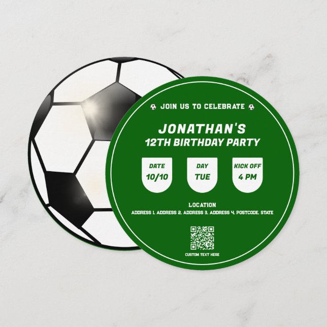 Soccer Football Theme Birthday Party Event Invitation (Front/Back)
