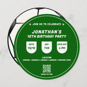 Soccer Football Theme Birthday Party Event Invitation
