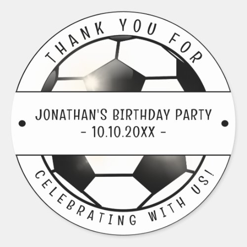 Soccer Football Theme Birthday Party Thank You Classic Round Sticker