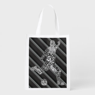 Soccer Football Typography Shopping Bag