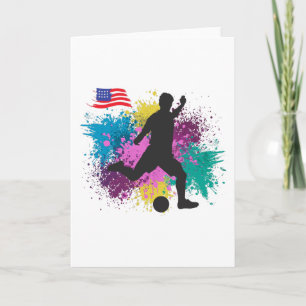 Soccer Football USA Grungy Color Splashes Card