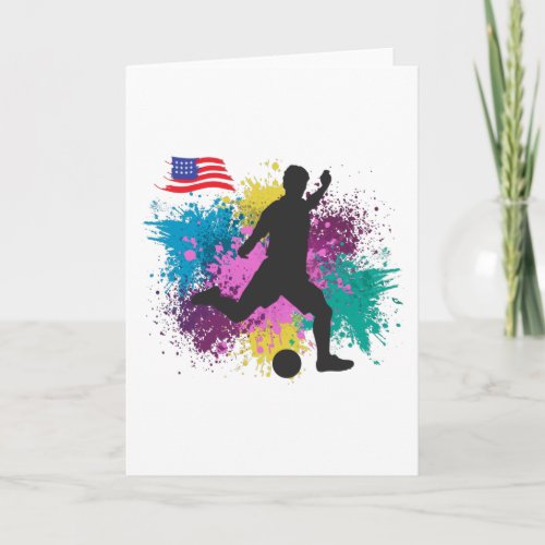 Soccer Football USA Grungy Color Splashes Card