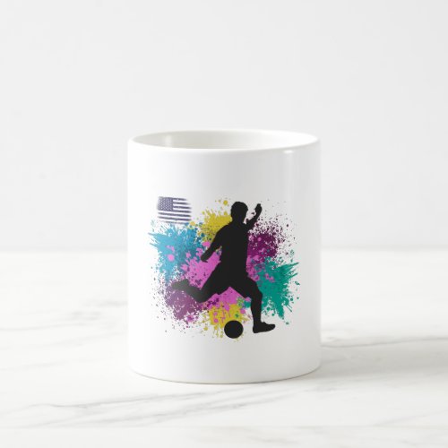 Soccer Football USA Grungy Color Splashes Coffee Mug