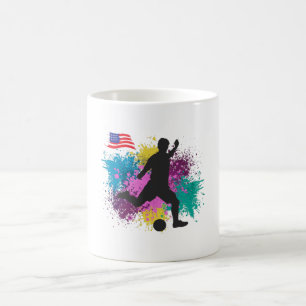 Soccer Football USA Grungy Color Splashes Coffee Mug
