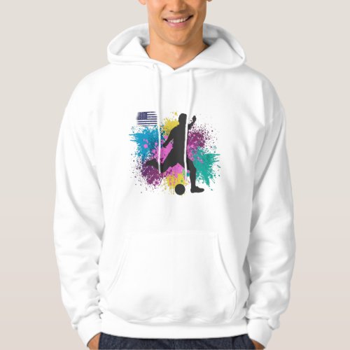 Soccer Football USA Grungy Color Splashes Hoodie