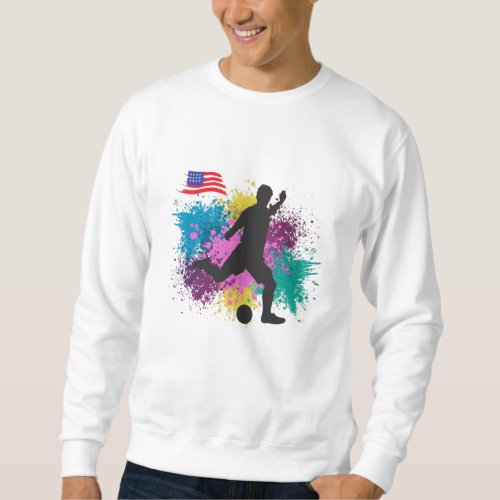 Soccer Football USA Grungy Color Splashes Sweatshirt