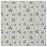 Soccer Footballs on Black and White Stripes Fabric