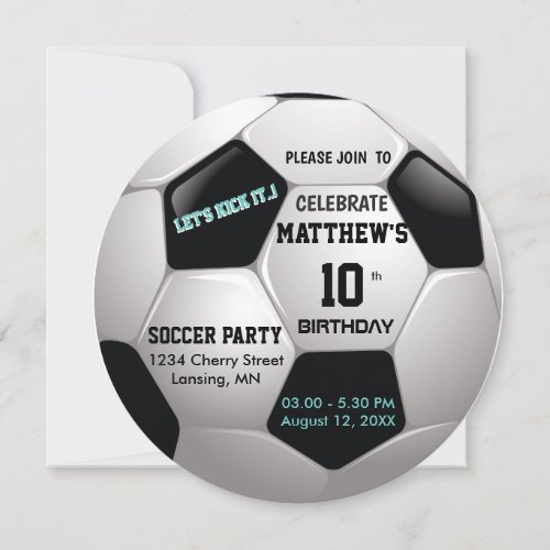 Soccer Footie Birthday Circular Party Invite