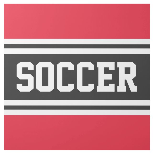 SOCCER Fun Bright Red Black White Racing Stripes Gallery Wrap (Front)