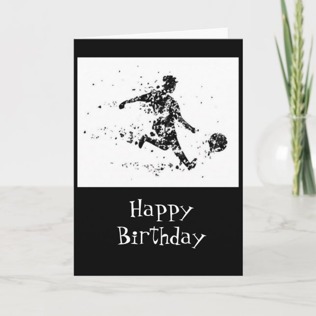 Soccer Fun Chocolate Birthday Cake Calories Card (Front)