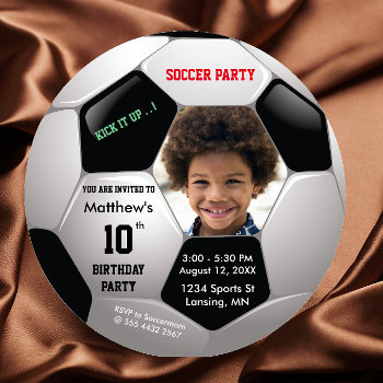 Soccer Fun Photo Birthday Epic Party Invitation by Whimzazzical at Zazzle