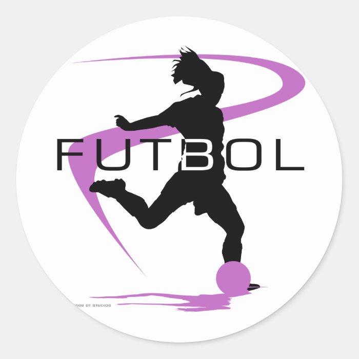 Soccer Futbol   Girls   Pink Round Stickers