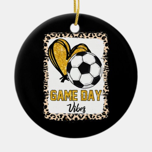 Soccer Game Day Vibes Leopard Soccer Mom Game Day Ceramic Ornament