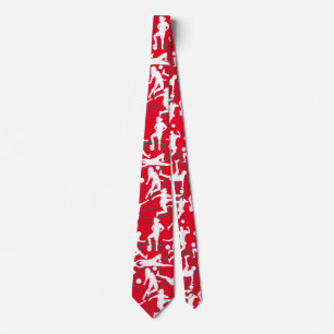 Soccer Game Pattern.b Red BG Neck Tie
