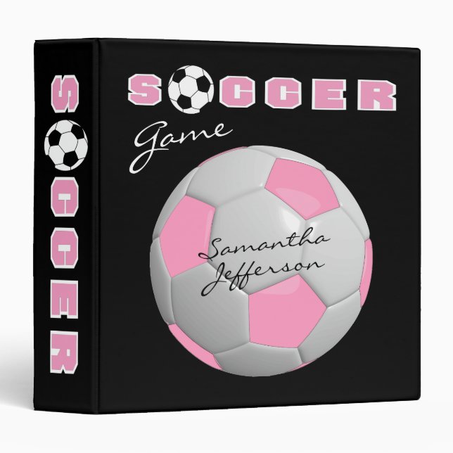 Soccer Game | Pink | DIY Name 3 Ring Binder (Front/Spine)