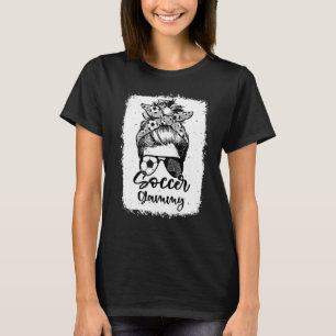 Soccer Gammy Vintage Leopard Messy Bun Bleached T-Shirt