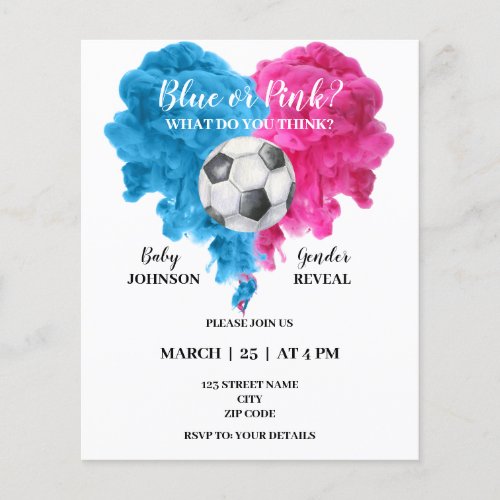Soccer gender reveal invitations