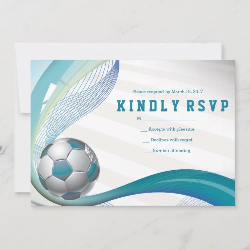 SOCCER GIRL Aqua Bat Mitzvah RSVP Card