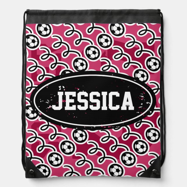 Soccer girl bag | Personalized drawstring backpack (Front)