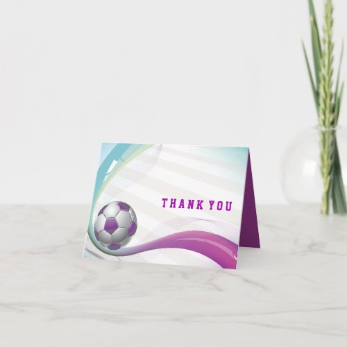 SOCCER GIRL Bat Mitzvah Thank You Card