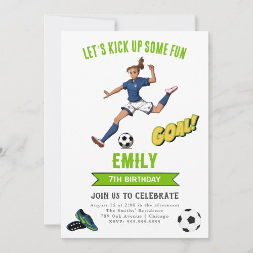 Soccer Girl birthday invitation