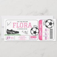 Soccer Girl Birthday Party Ticket Sports Digital