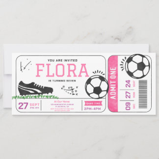 Soccer Girl Birthday Party Ticket Sports Digital Invitation