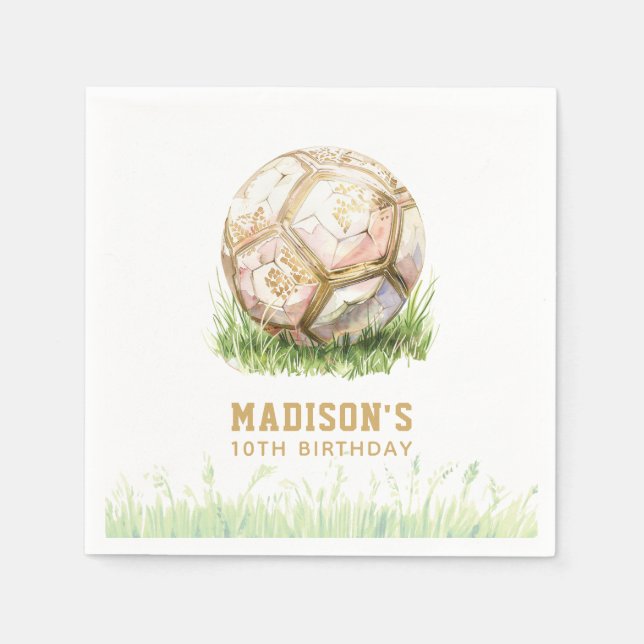 Soccer Girl Birthday Personalized Napkins (Front)