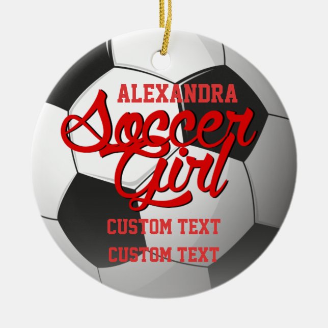 Soccer Girl Custom Ceramic Ornament (Front)