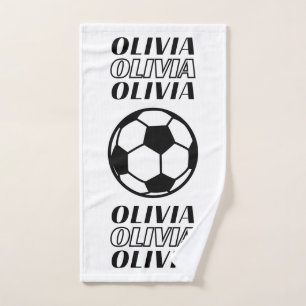 SOCCER GIRL CUSTOM NAME HAND TOWEL