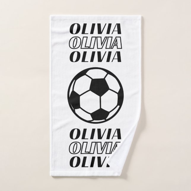 SOCCER GIRL CUSTOM NAME HAND TOWEL  (Hand Towel)