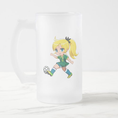 Soccer Girl Frosted Glass Beer Mug