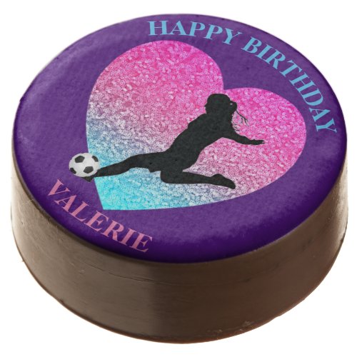 Soccer Girl Happy Birthday Heart  Chocolate Covered Oreo