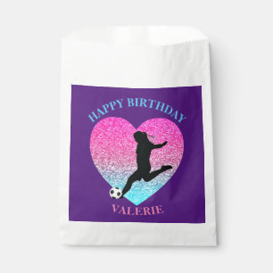 Soccer Girl "Happy Birthday" Heart Favor Bag