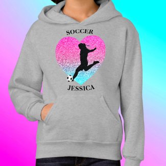 Soccer Girl Heart Hoodie w/ Name 