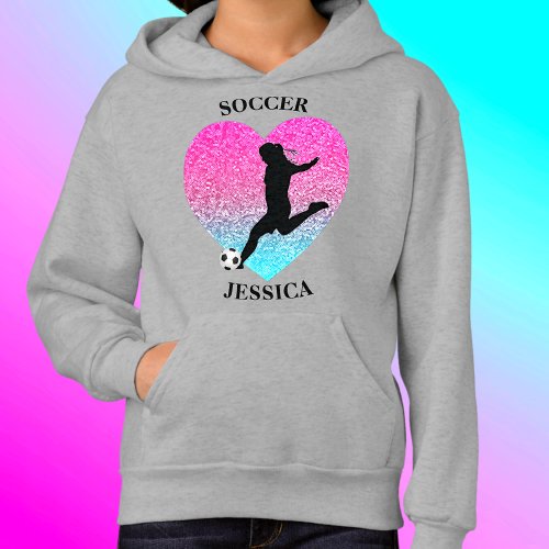 Soccer Girl Heart Hoodie w Name 
