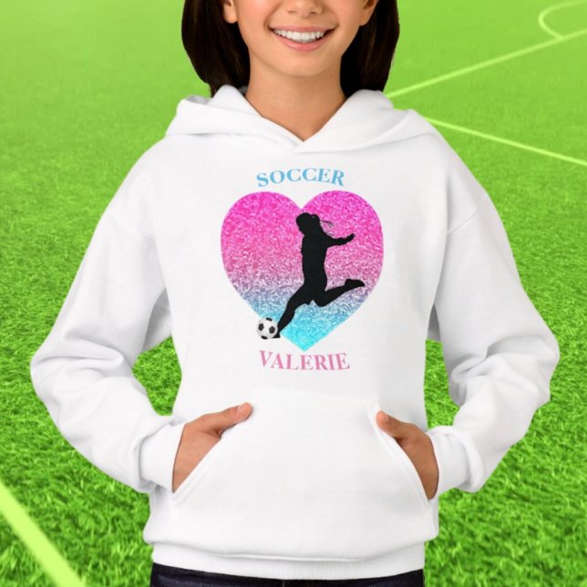 Soccer Girl Heart Hoodie w/ Name