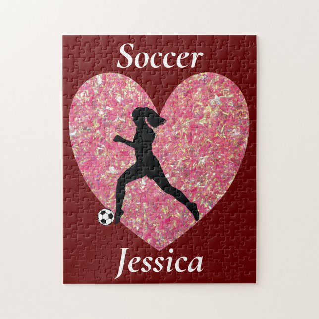  Soccer Girl heart, Personalized Name soccer Girl Jigsaw Puzzle (Vertical)
