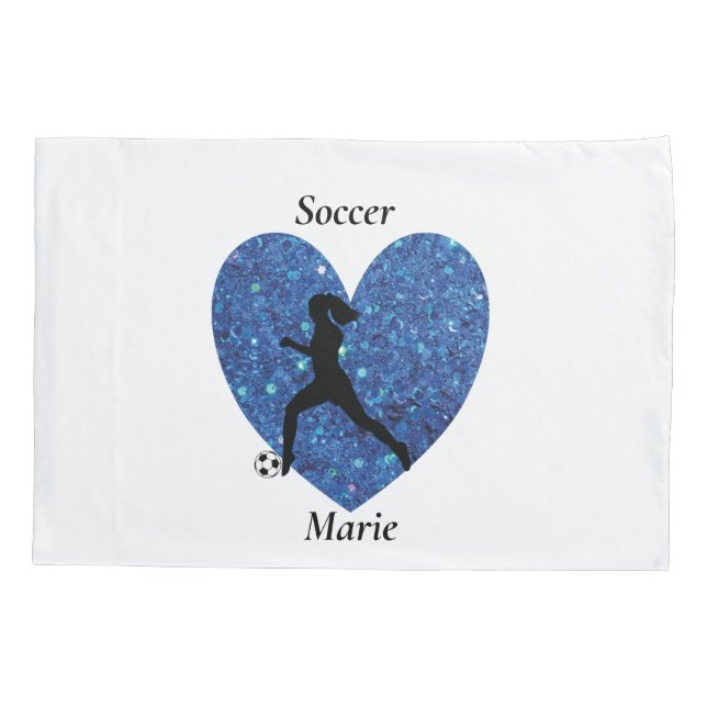  Soccer Girl Heart, Personalized Name soccer Girl Pillow Case (Back)