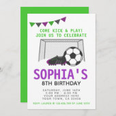 Soccer Girl Invitation, Sport Birthday Party Invitation (Front/Back)